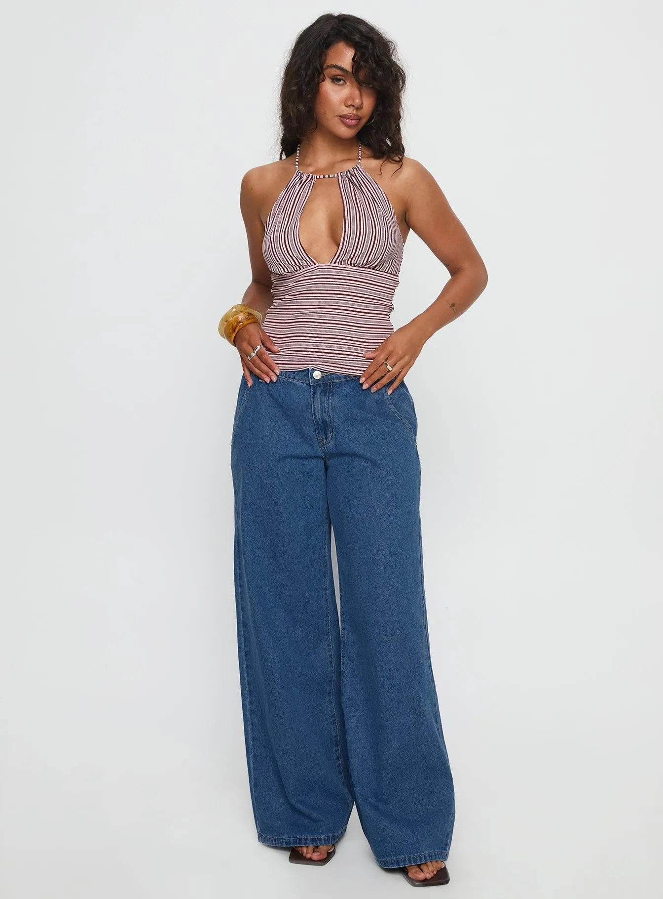 Polaris Mid Rise Straight Leg Jeans Mid Blue High Quality Eco Friendly