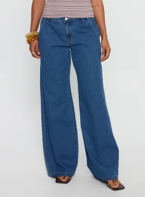 Anti Sagging Technology Work Friendly Polaris Mid Rise Straight Leg Jeans Mid Blue