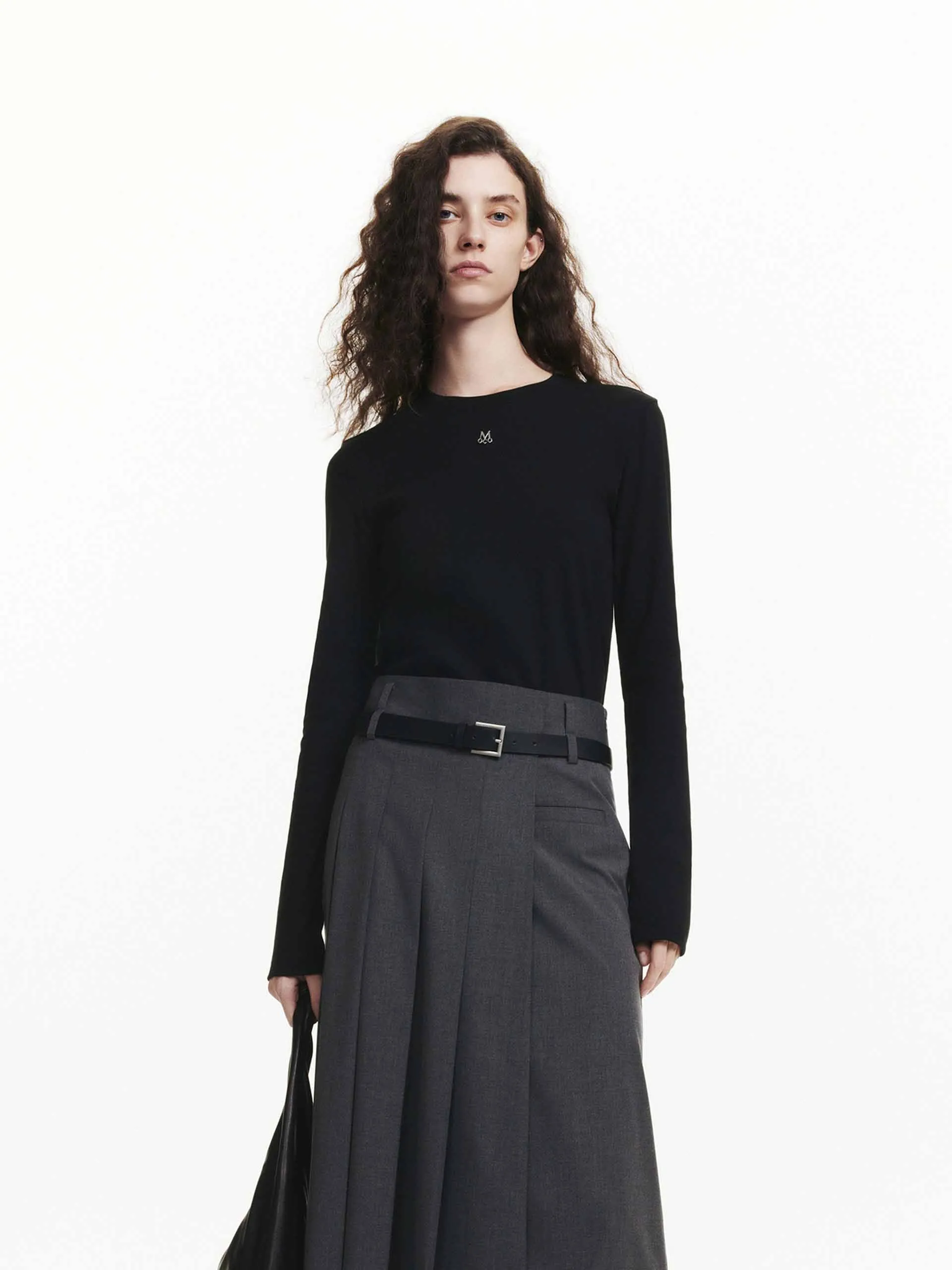Long Sleeve Basic T-shirt Garment Dyed Technique
