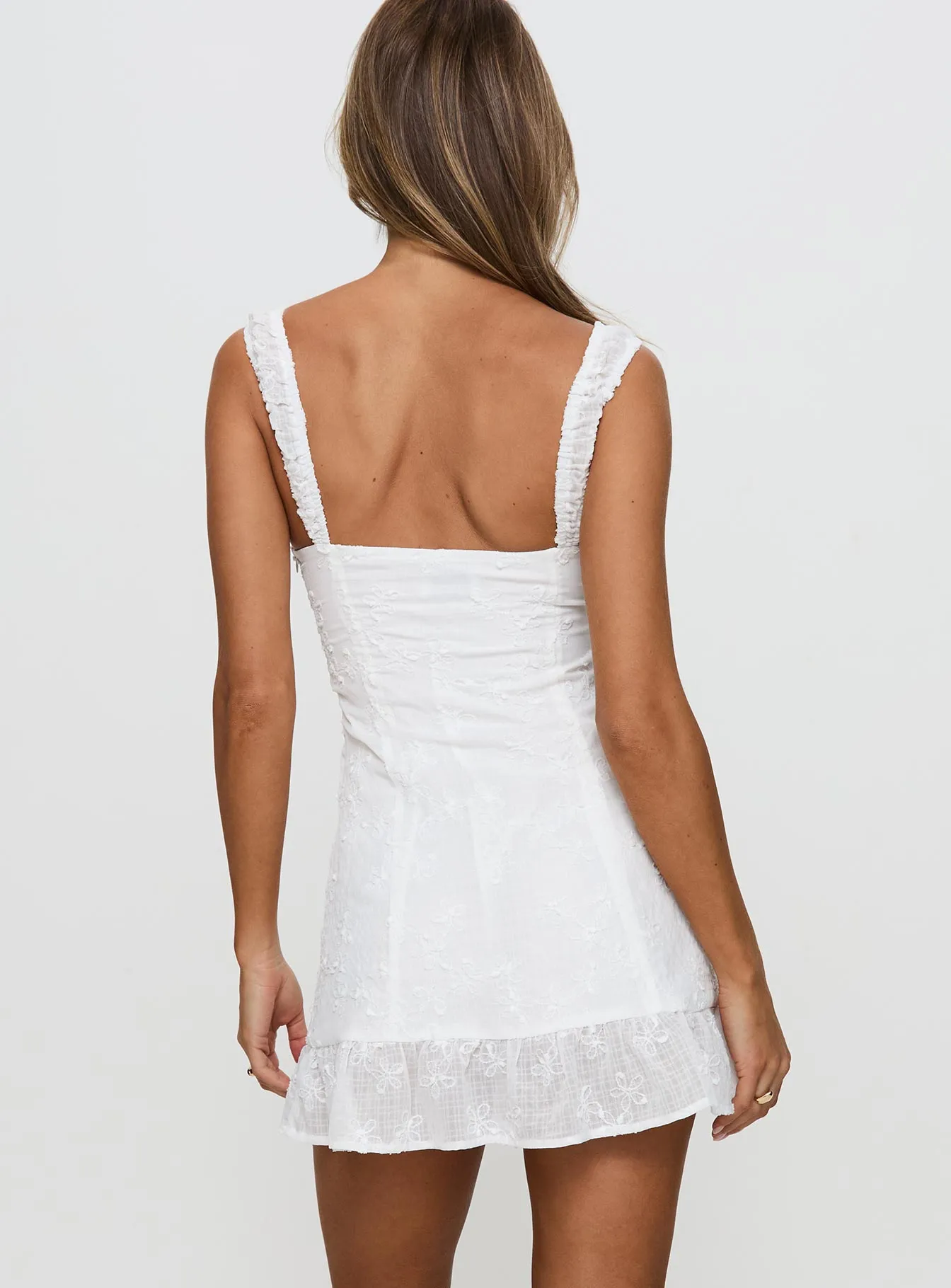 Stage Vibe Scene Warm Indyana Embroidered Mini Dress White