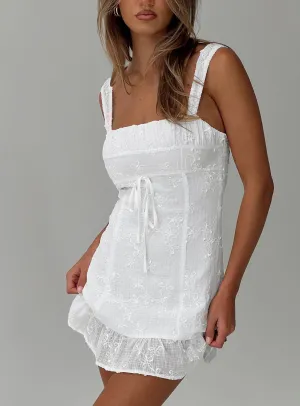 Chic Spirit Edge Warm Indyana Embroidered Mini Dress White