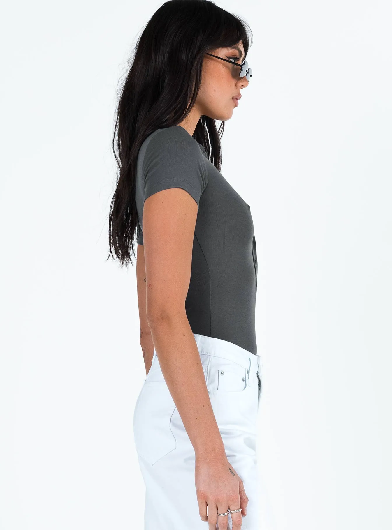 Fine Trendy Kandis Bodysuit Grey