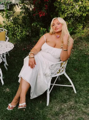 Bamboo Shade Loose Fit Naria Maxi Dress White Curve