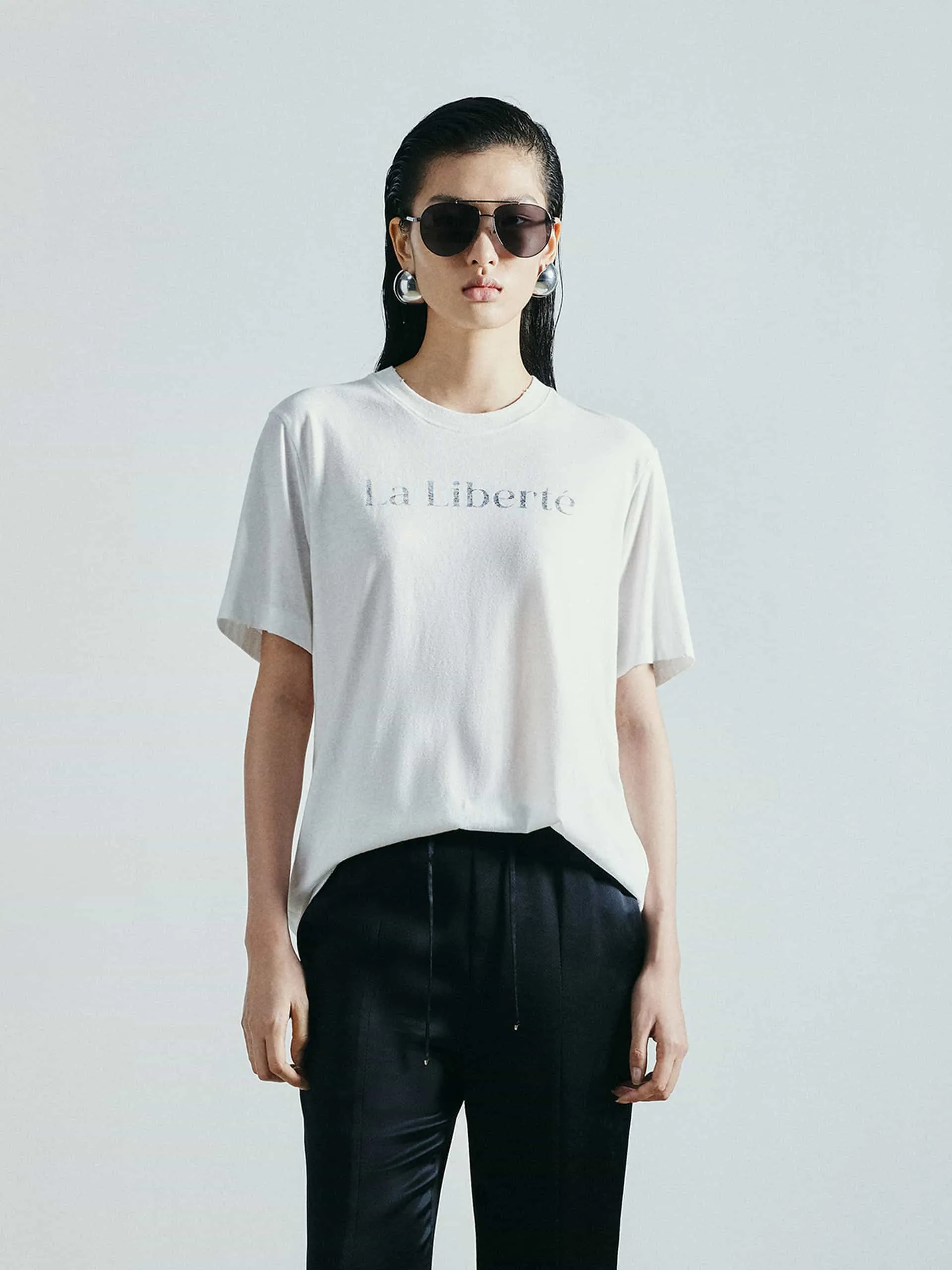 Sustainable Textile Loose Letter Print T-shirt
