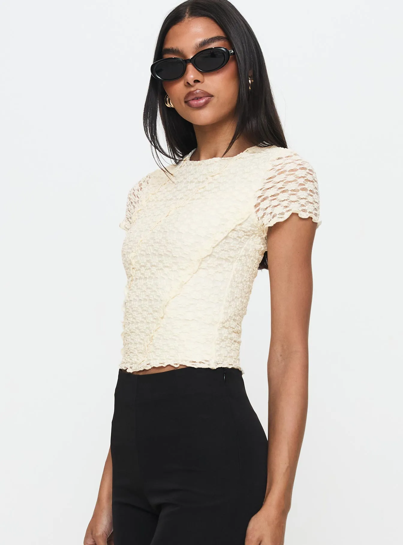 Comfy Wear FadeResistantPrint Moonsail Textured Top Cream