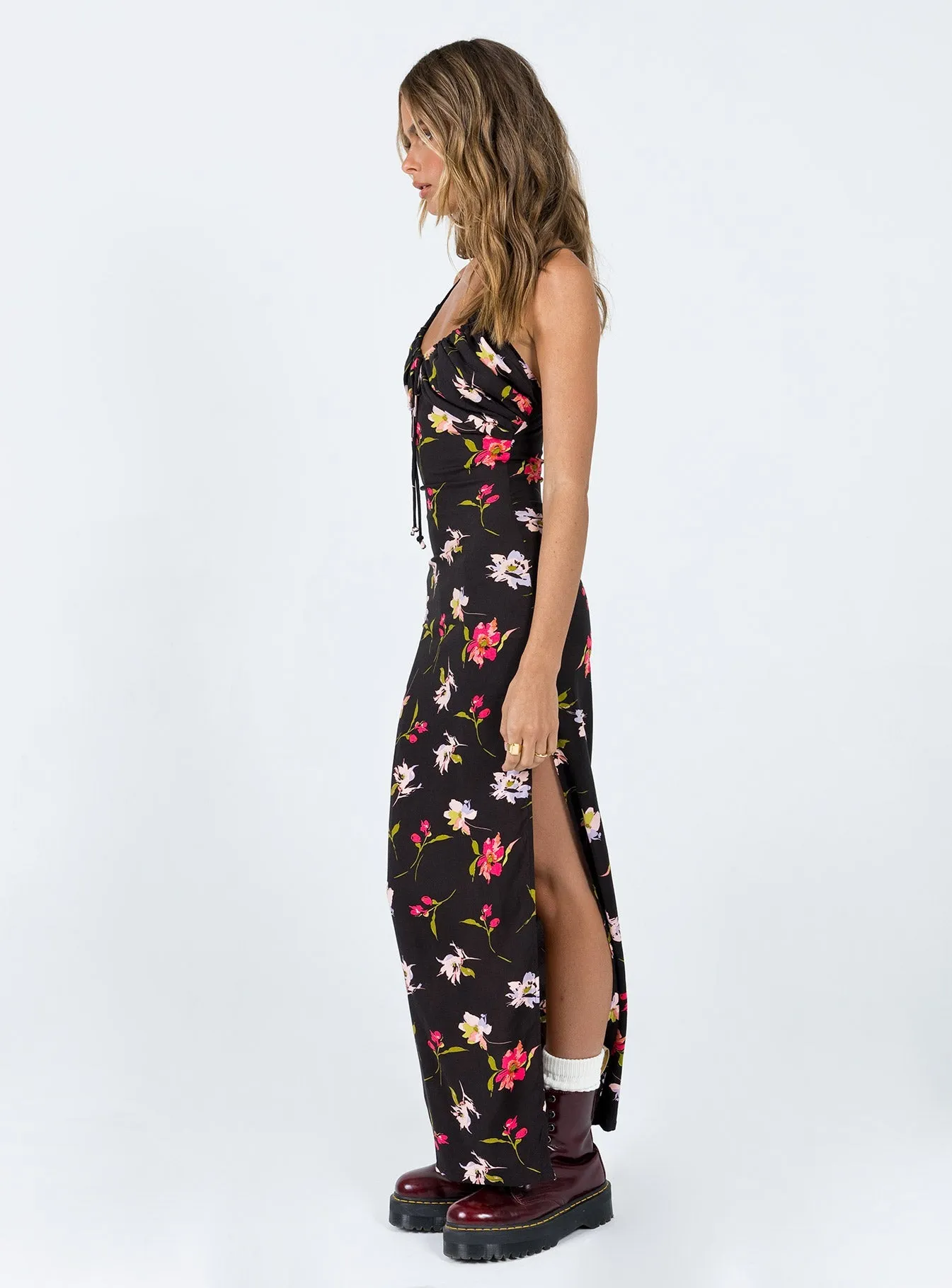 Classic bohemian-inspired dress Brailey Maxi Dress Black Multi