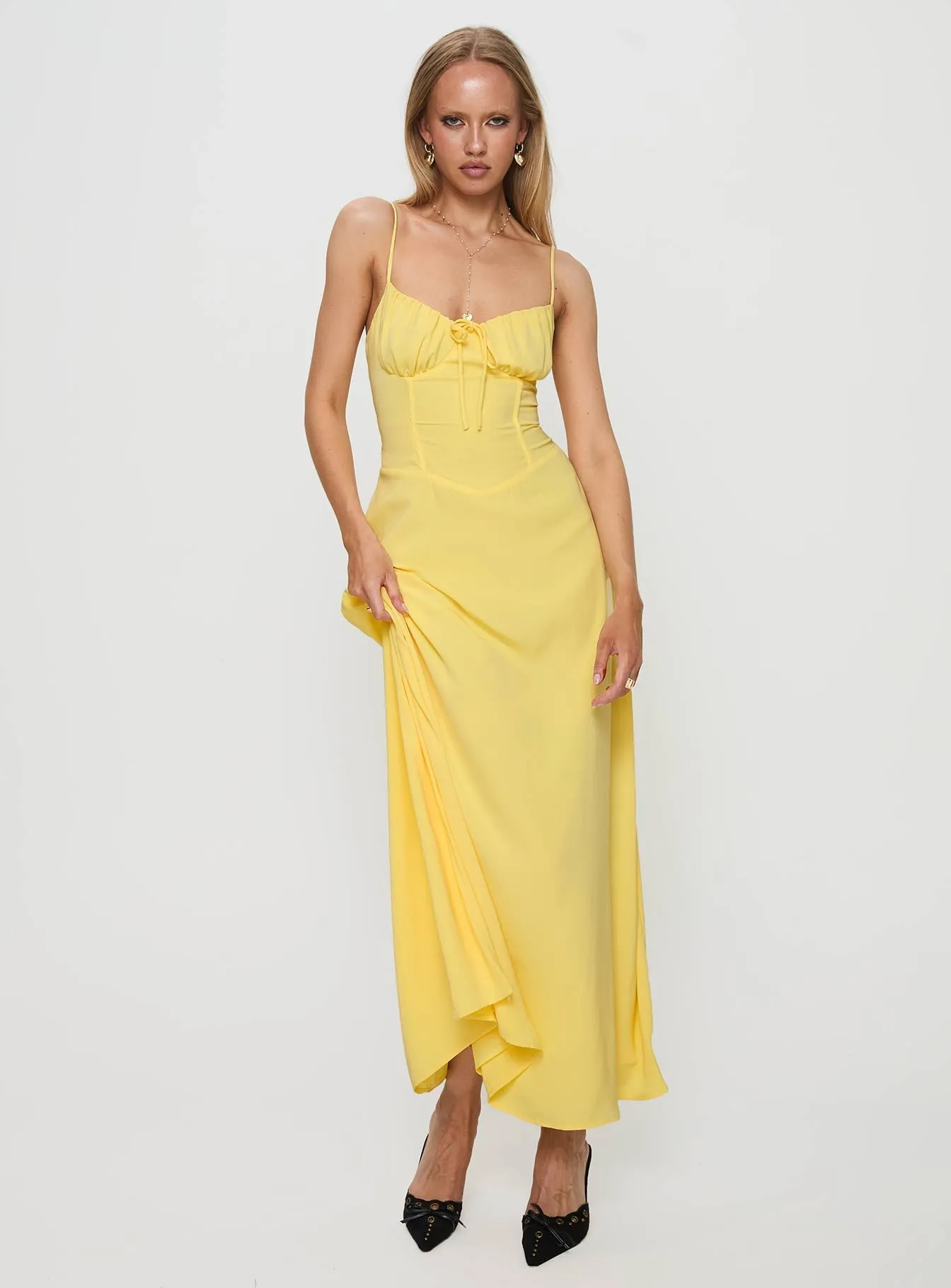 Quartz Shine Eleanora Maxi Dress Lemon Yellow