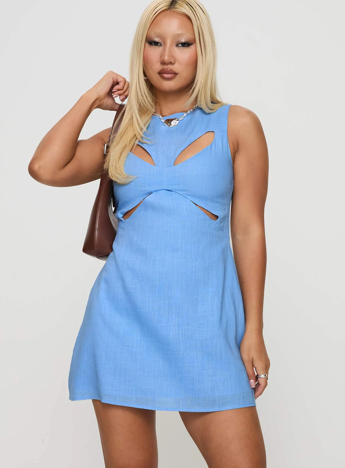 Casual Design Daring Mode Haizel Cut Out Mini Dress Blue