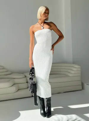 Greek Touch Meadow Air Lasance Maxi Dress White