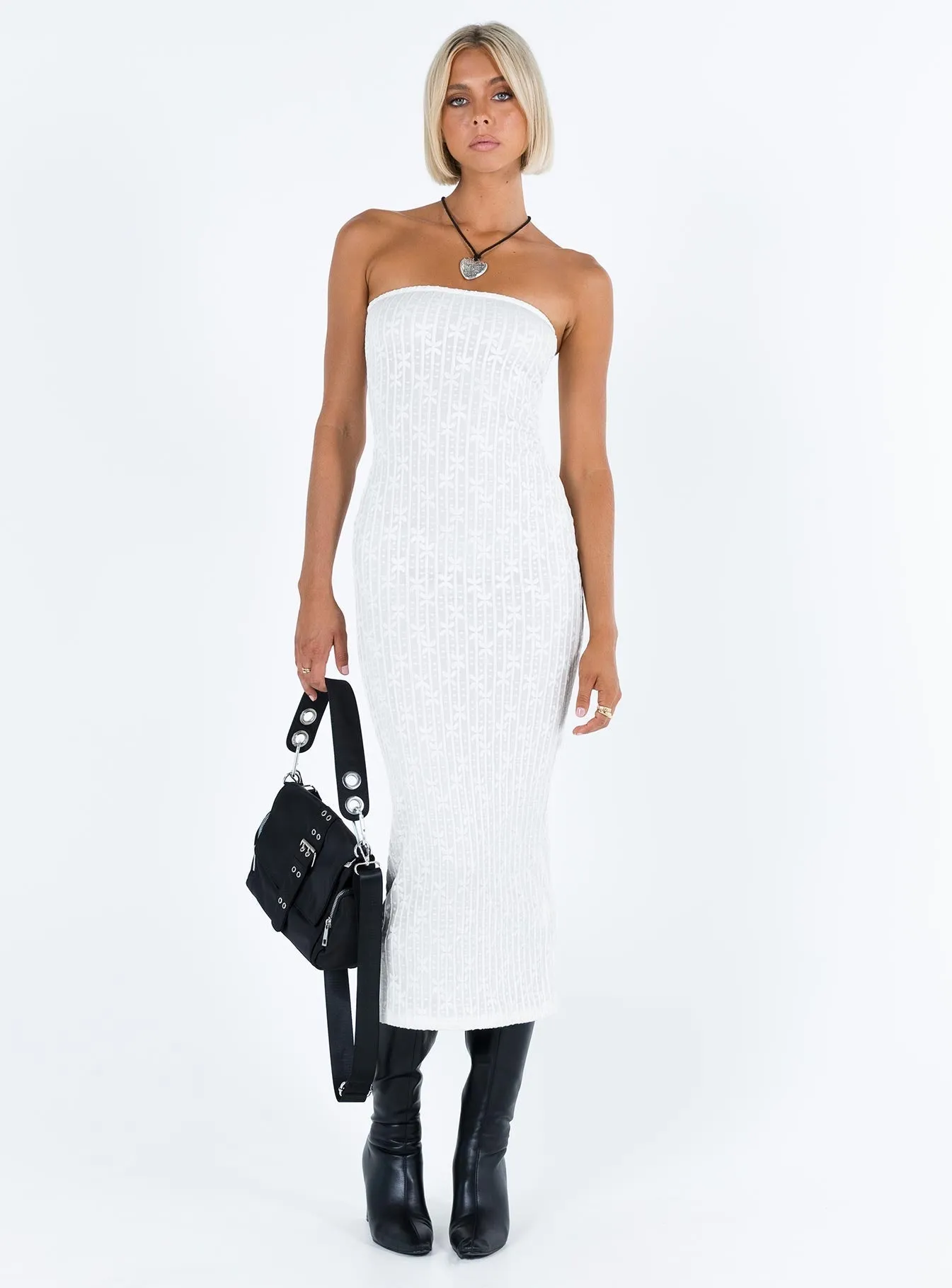 Voile Glow Lasance Maxi Dress White