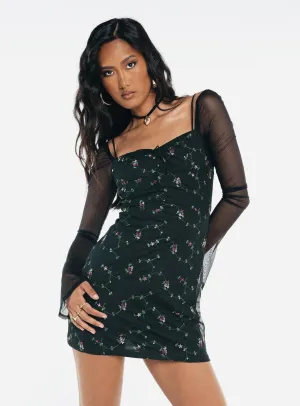 fun mini Quinny Long Sleeve Mini Dress Black