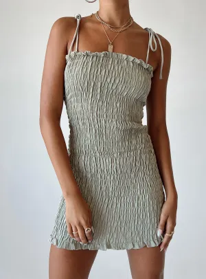 Eco Dye Relaxed Silhouette Sherry Mini Dress Sage