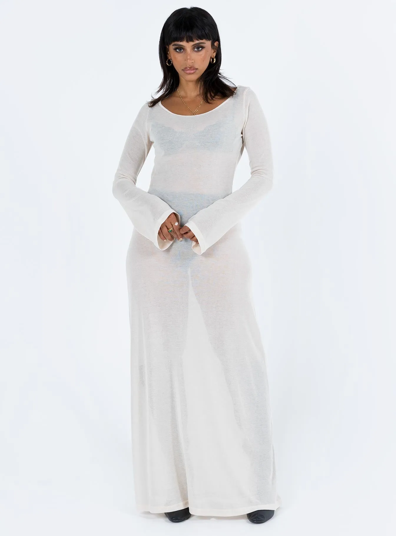Ideal for both warm and cool weather this dress is a year-round wardrobe staple Golden Dune Sarelle Low Back Knit Maxi Dress Beige