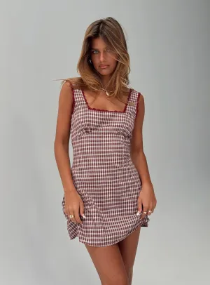 Dasha Mini Dress Red Check Petite Flattering mini dress for all shapes Easy Care Fabric