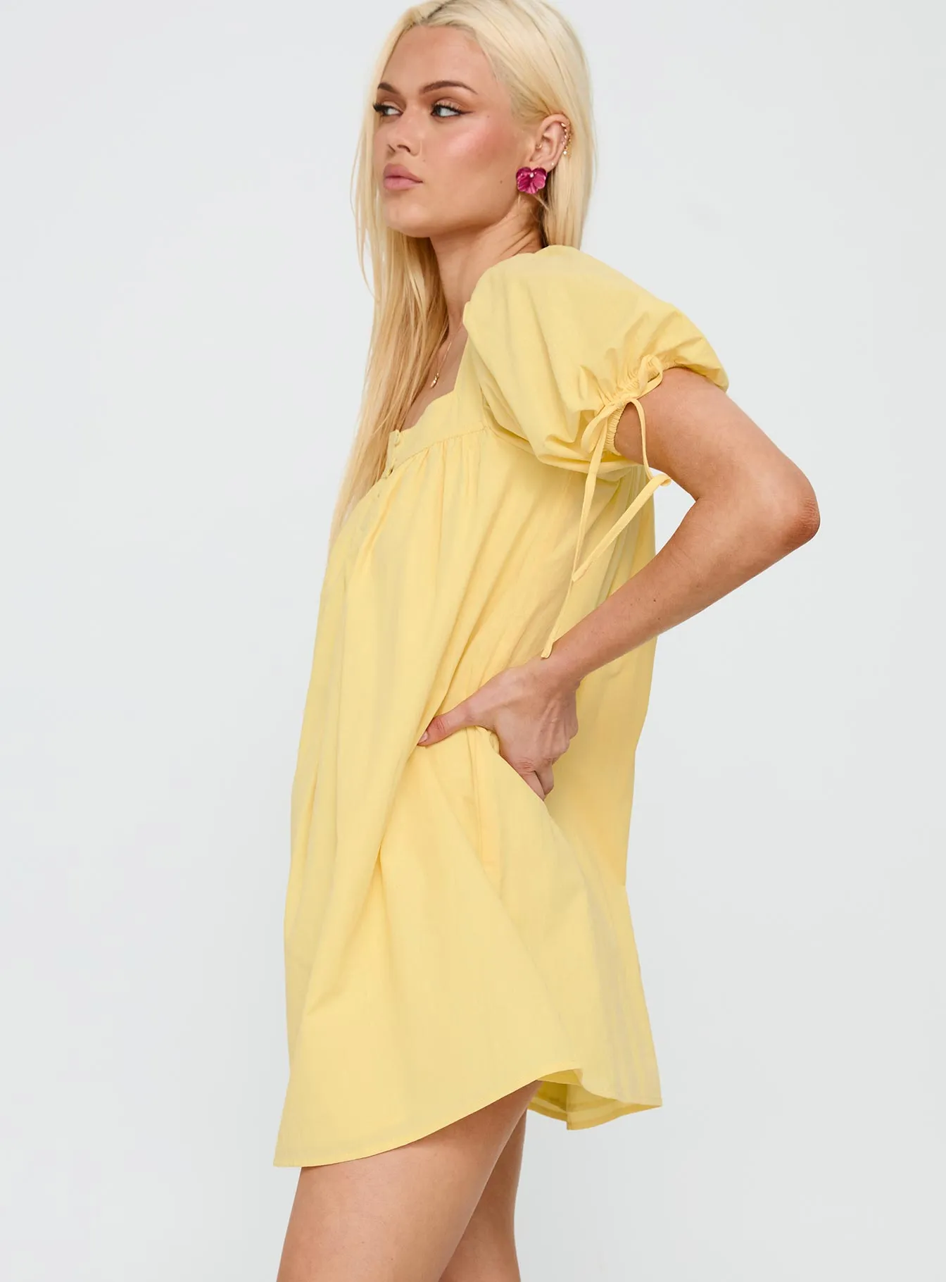 All Occasion Wear Minimal Look Lilibet Mini Dress Lemon