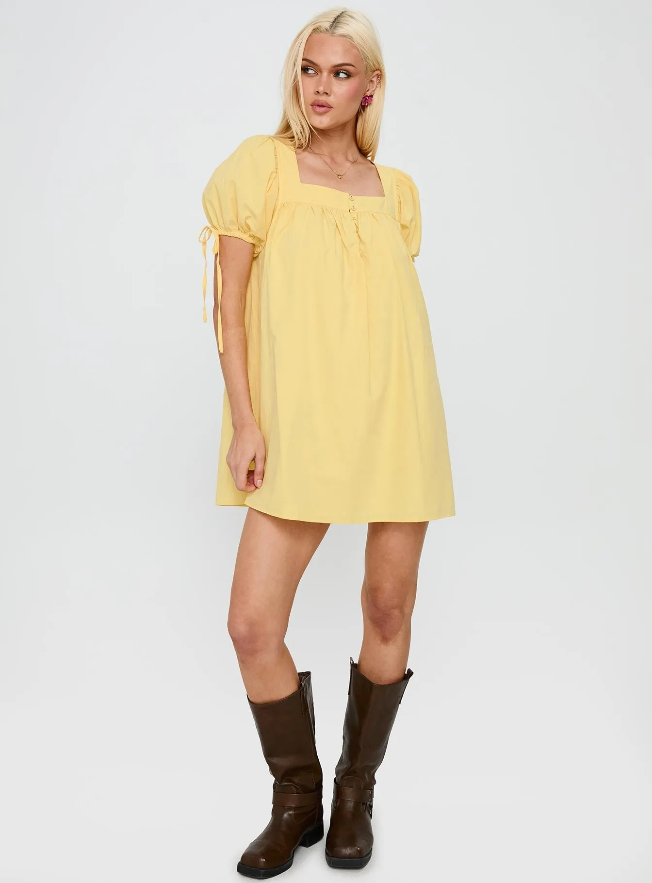 Thermal Insulation Layer Lilibet Mini Dress Lemon