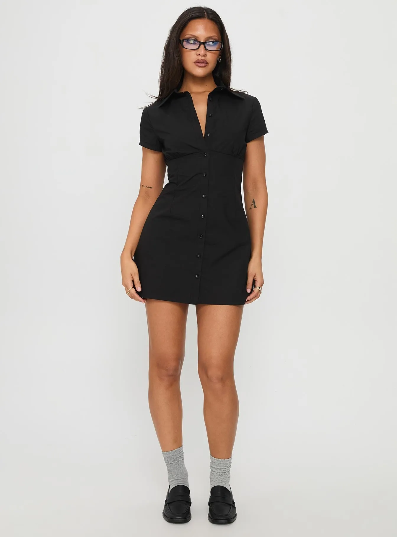 Effortless Chic Wear Summer Wear Motley Mini Dress Black