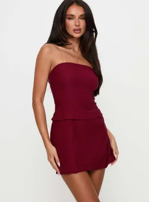 Nutmeg Strapless Mini Dress Burgundy Youthful Design