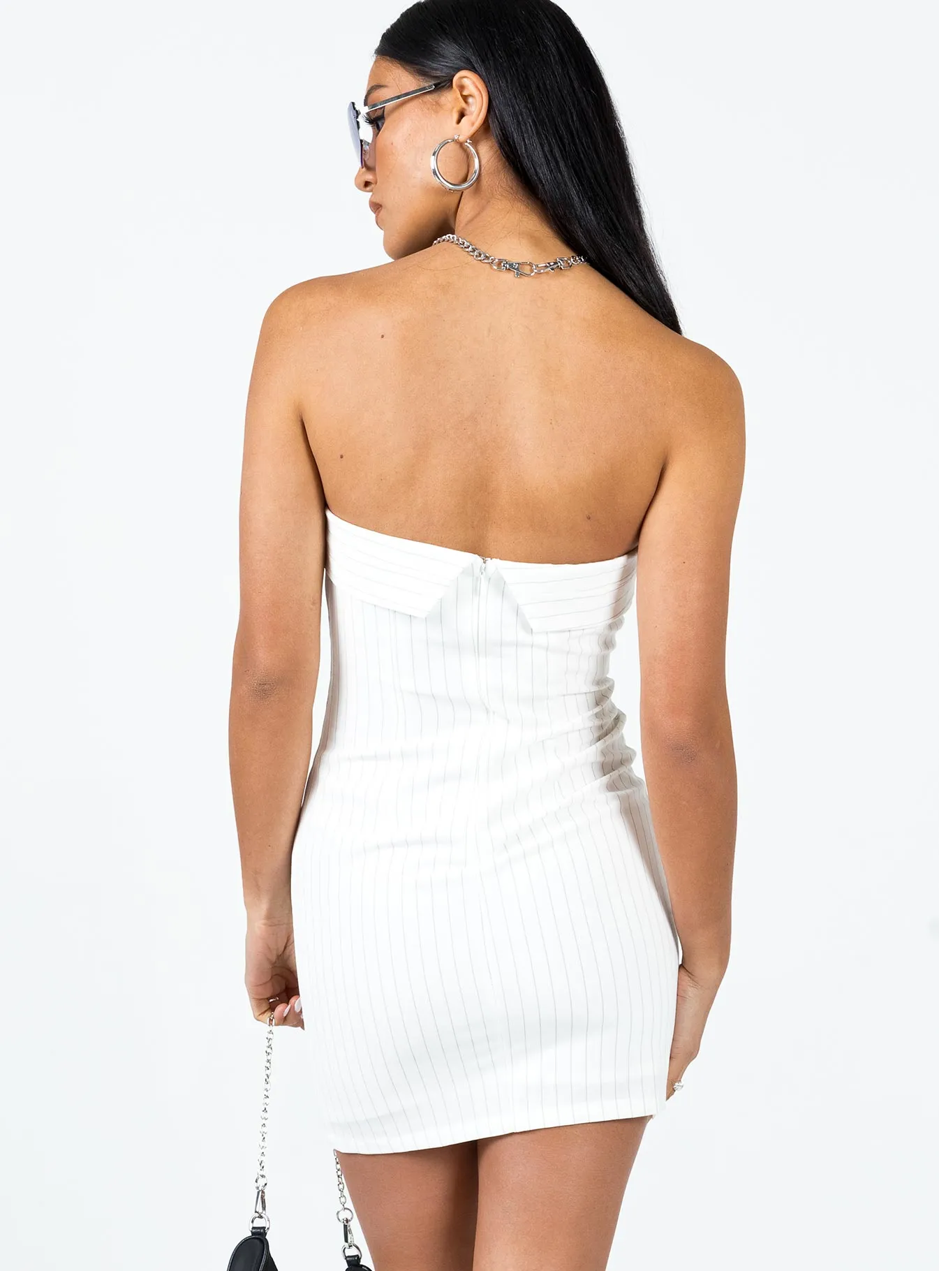 Secure fastening Sleek Wear Sebastian Strapless Mini Dress White