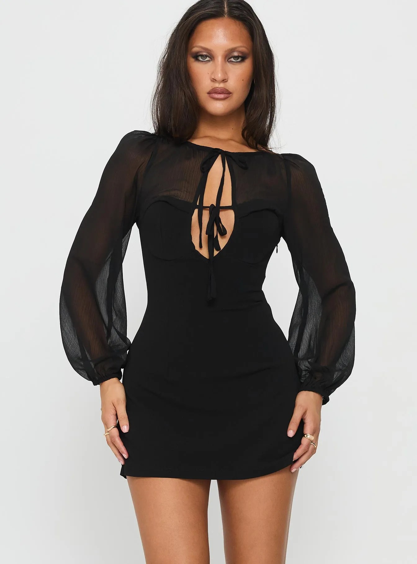 Tribute Cut Out Mini Dress Black Scene Flash