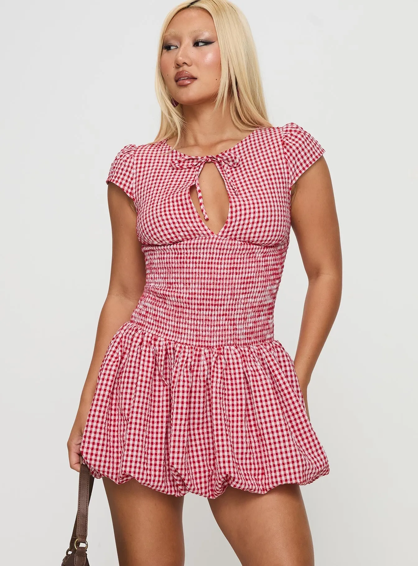 Curvy Love Ladybug Gingham Mini Dress Red