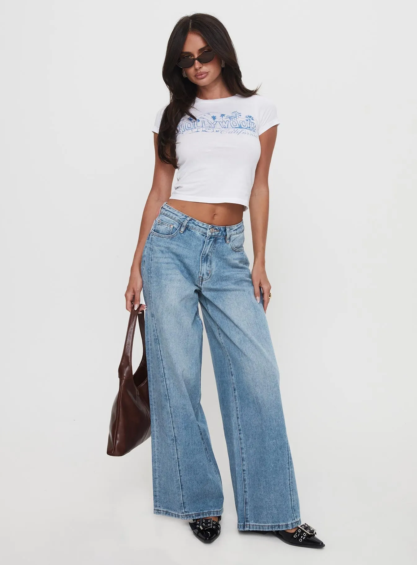 Breathable Style Hollywood Greetings Graphic Top White