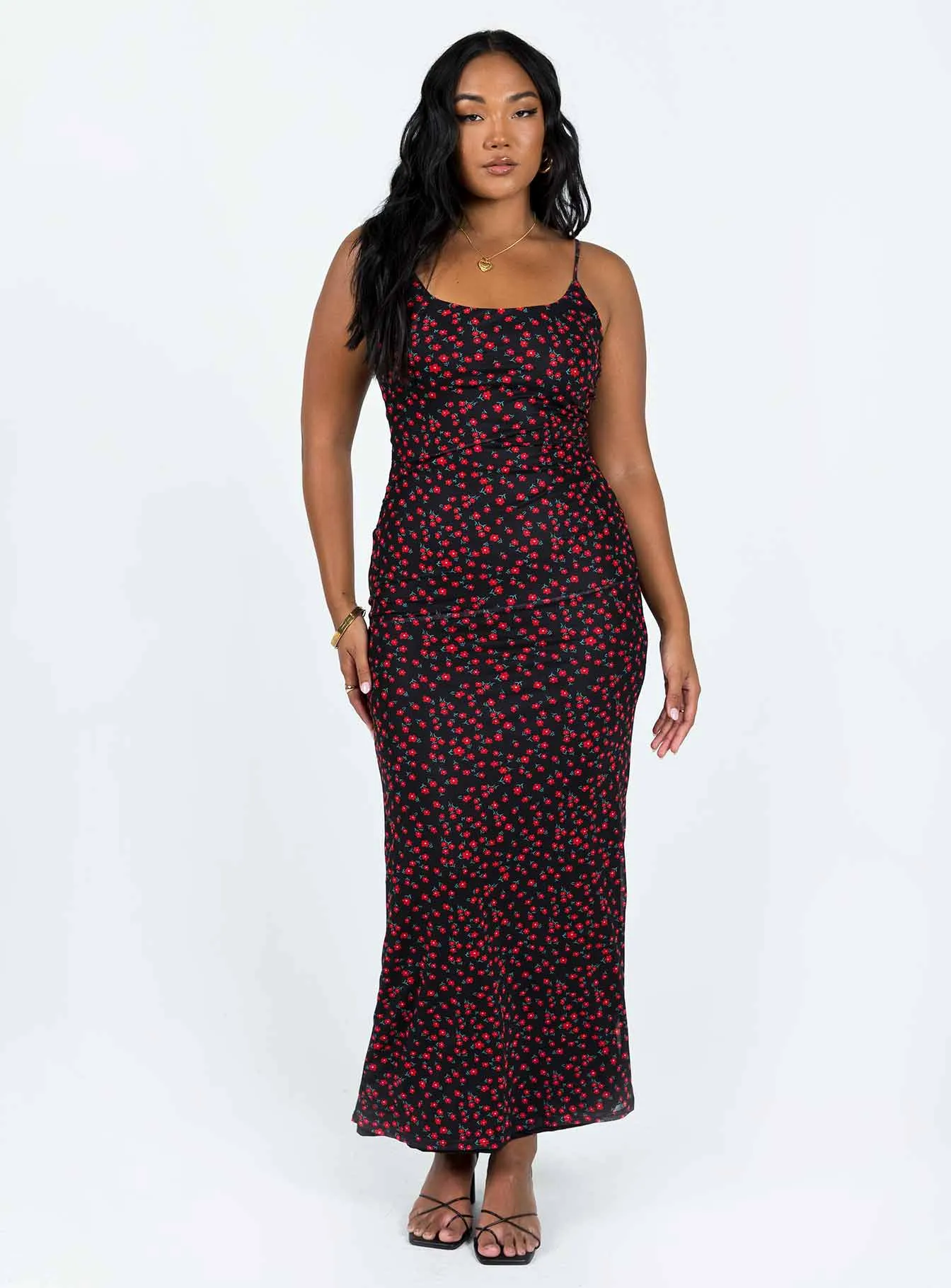 Knox Maxi Dress Black / Red Floral Shimmer Light Storm Calm
