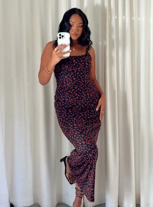 The soft fabric of this maxi dress provides a luxurious feel while remaining comfortable Knox Maxi Dress Black / Red Floral
