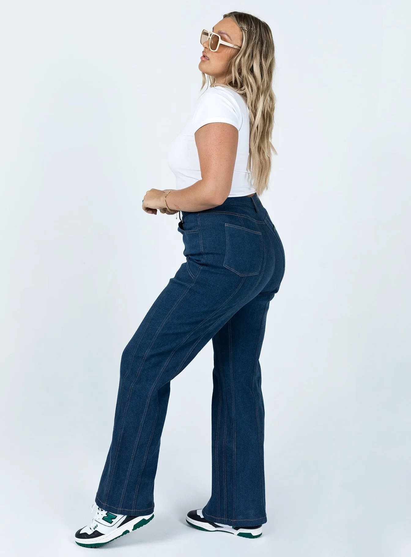 Fade Resistant Wash Odette Flare Denim Jeans Blue