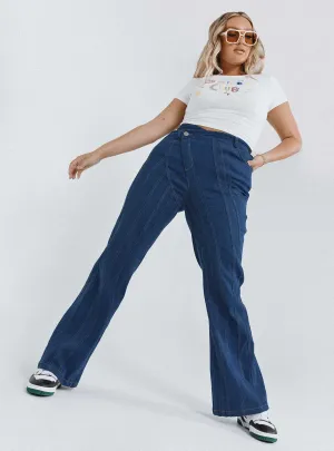 Travel Light Daily Mix Odette Flare Denim Jeans Blue