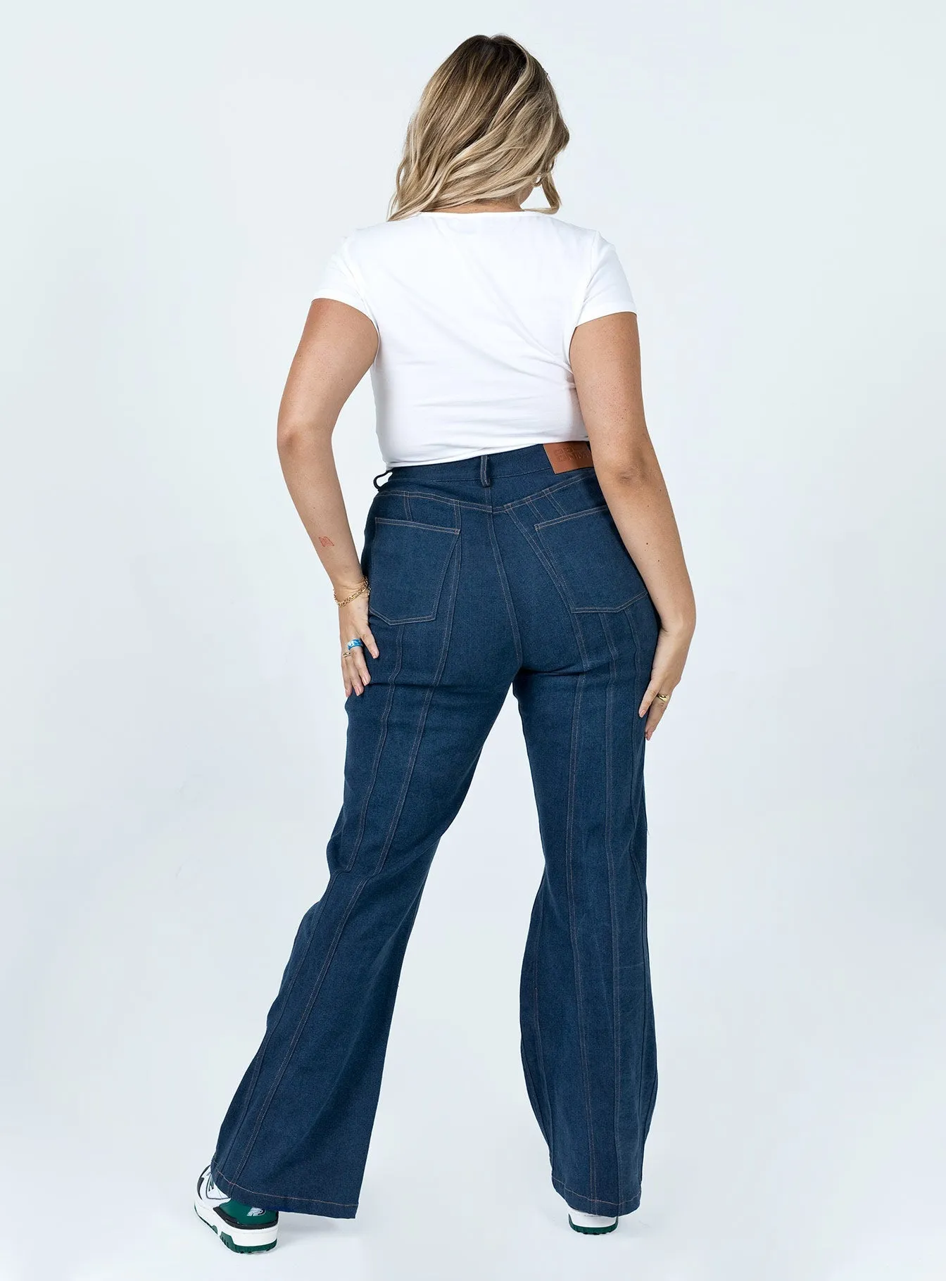 Odette Flare Denim Jeans Blue Athlete Fit Elegant