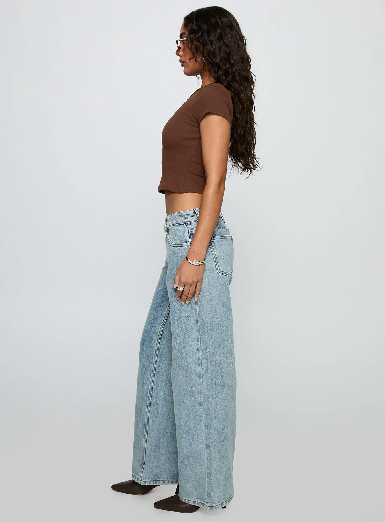 Style Combo Odor Control Tech Ellanor Low Rise Slouch Denim Jean Light Blue