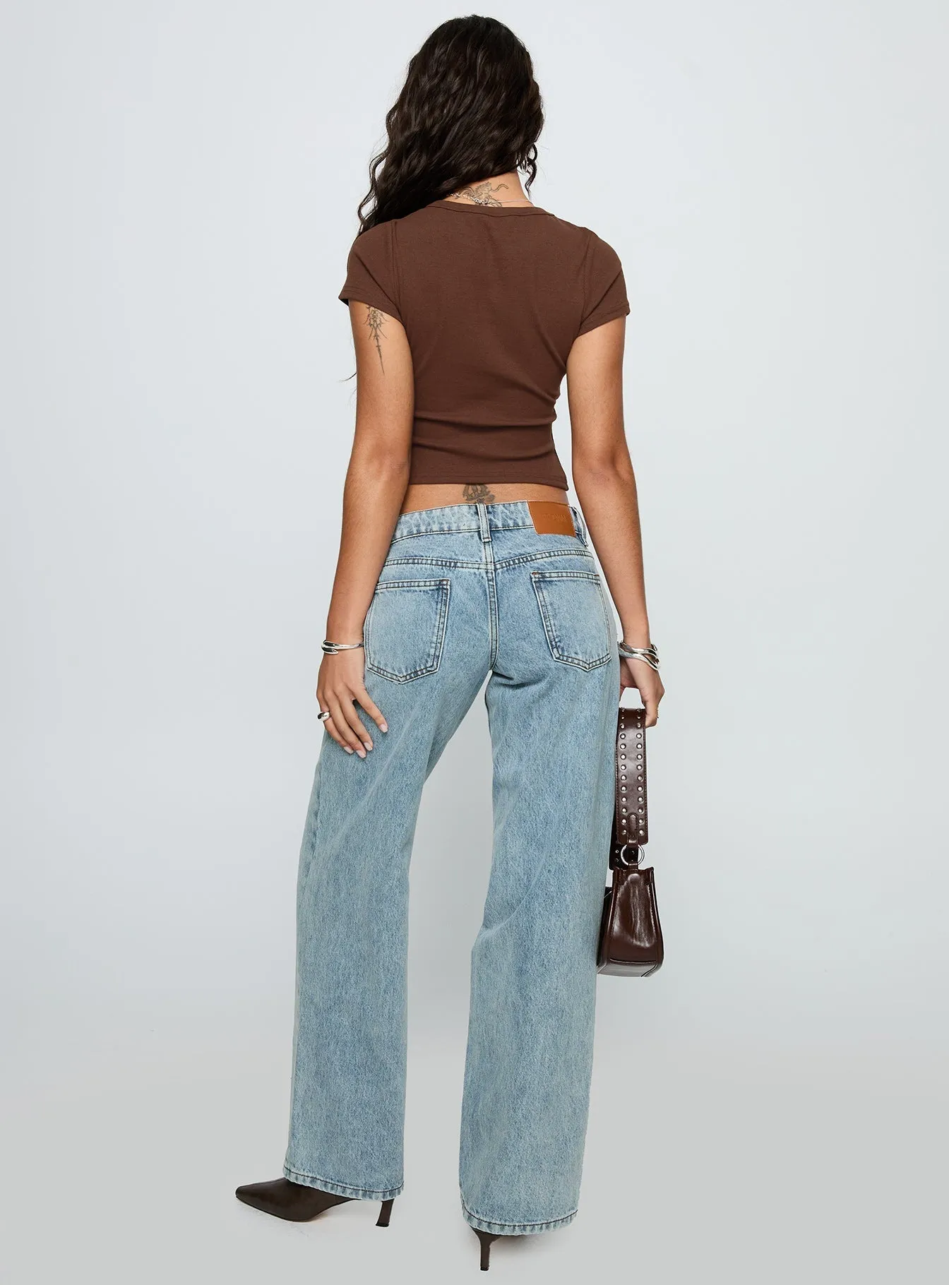 Ellanor Low Rise Slouch Denim Jean Light Blue Street Look Mid Rise Fit