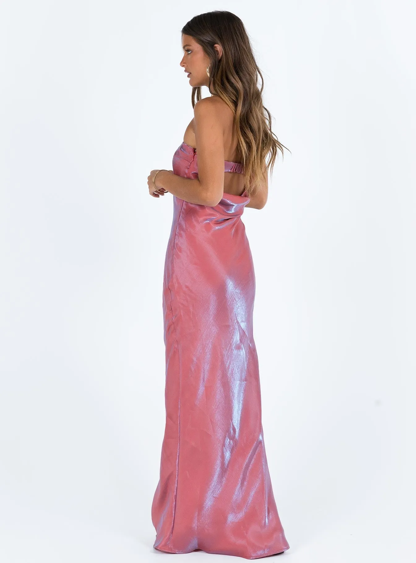 Aysa Strapless Maxi Dress Pink Hand Stitch
