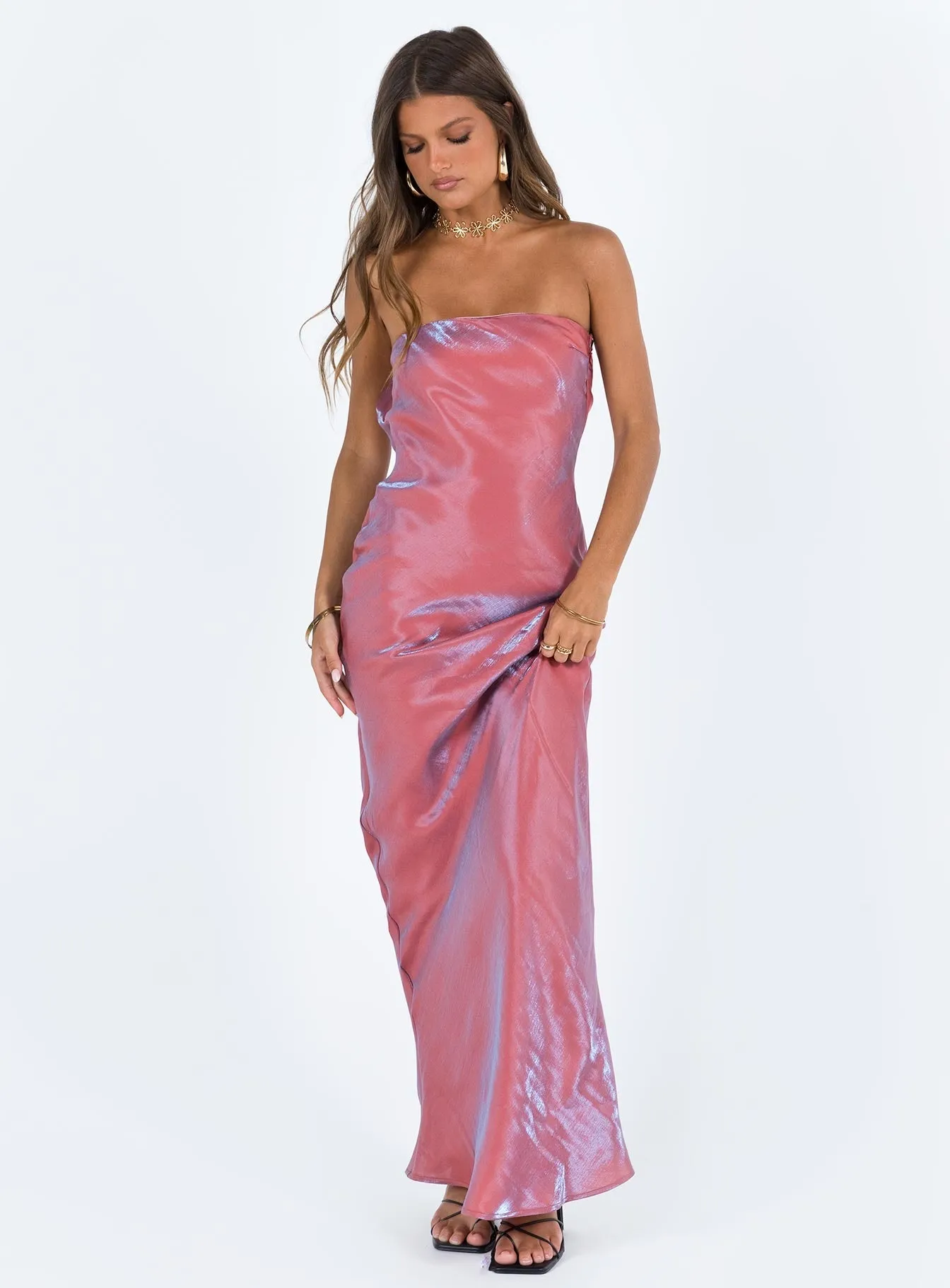 Candle Hour Knot Glow Aysa Strapless Maxi Dress Pink