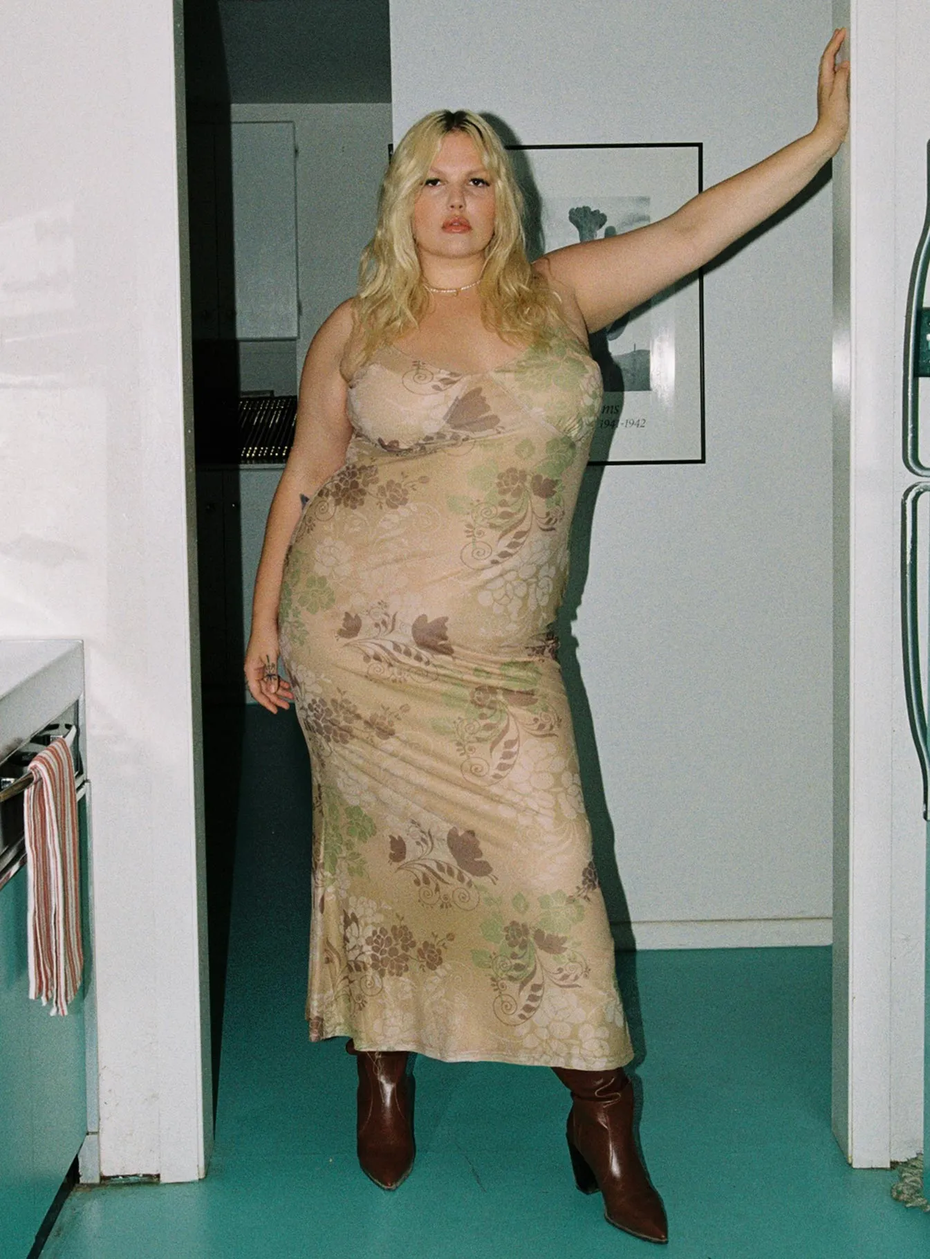 Down For the Ride 90's Slip Maxi Dress Multi Curve Print Glow