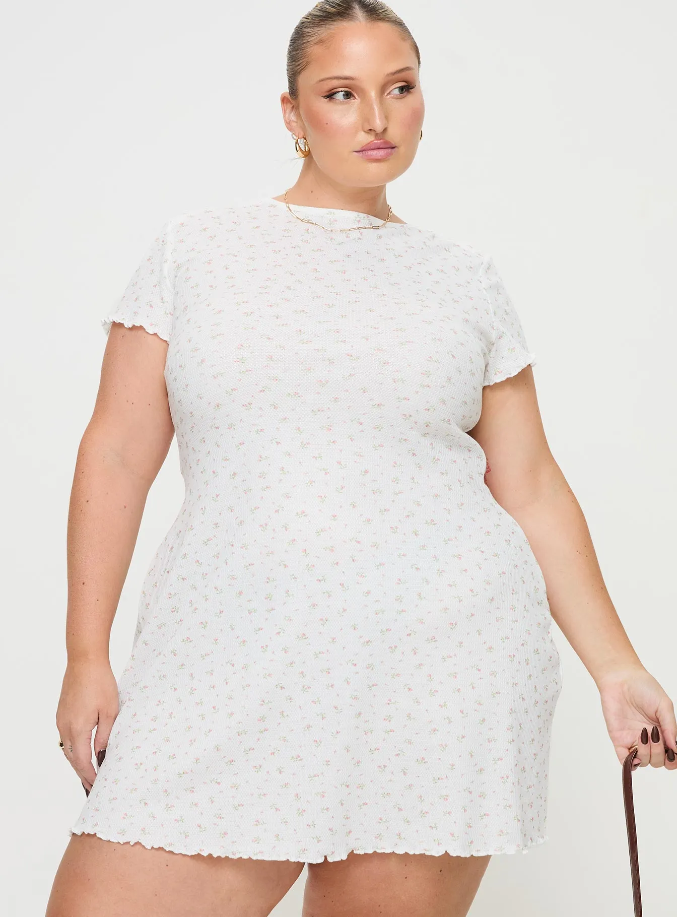 Patton Mini Dress White Floral Curve Show Edge
