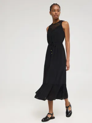Lace Halter Neck Tiered Maxi Dress Glam Lady Vintage Lover