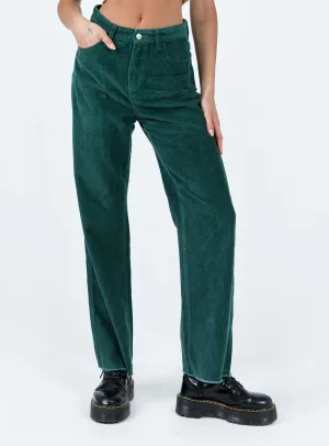 Modern Textured Vibrant Bold Look Street Fashion Kalinda Jeans Green Cord