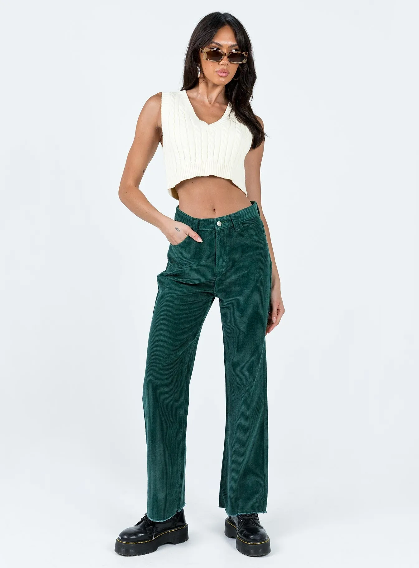 Kalinda Jeans Green Cord Non Toxic Textile Certified Style Basic
