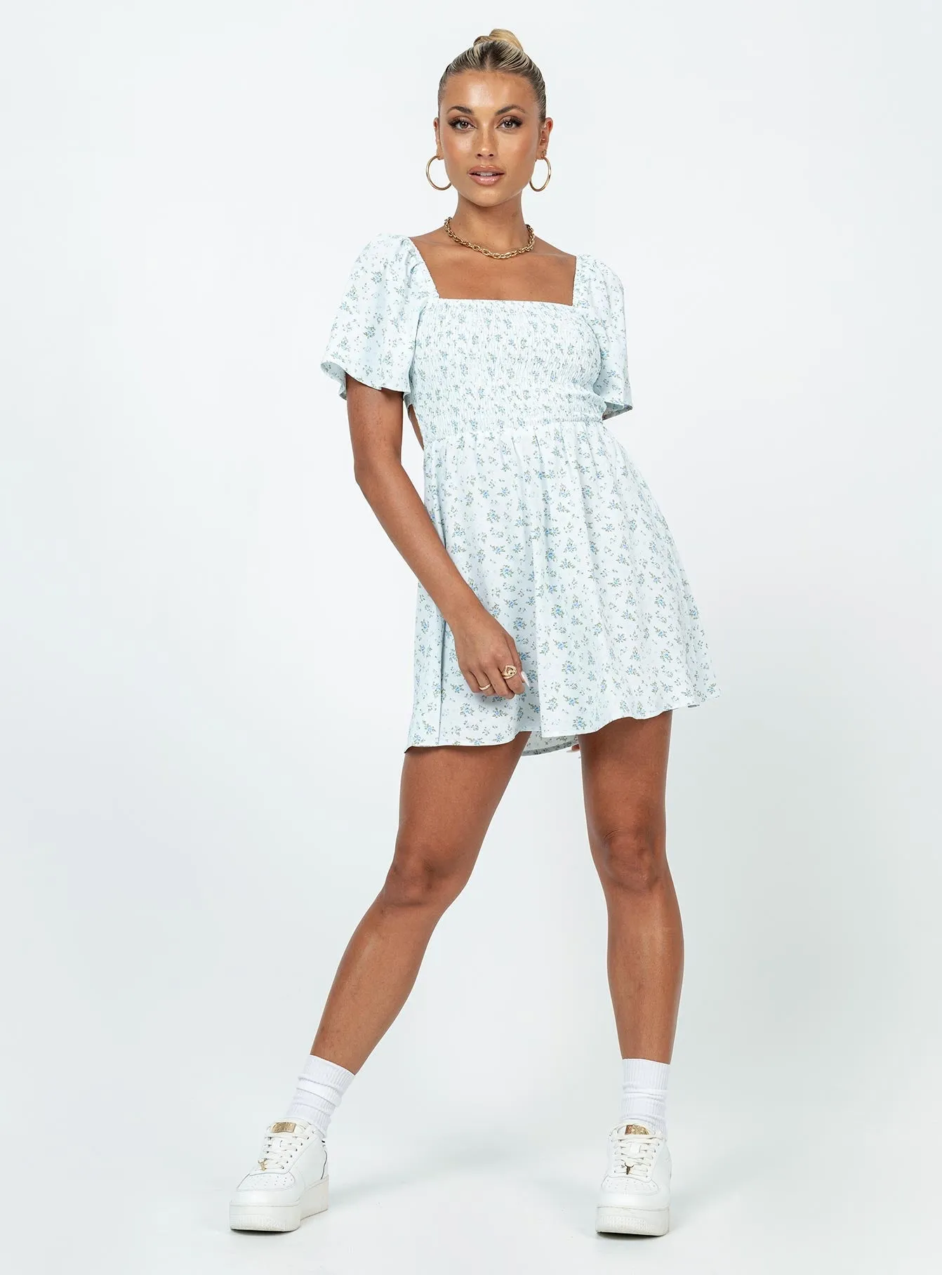 Effortless casual wear Close Wrap Summer Nights Mini Dress Blue Floral