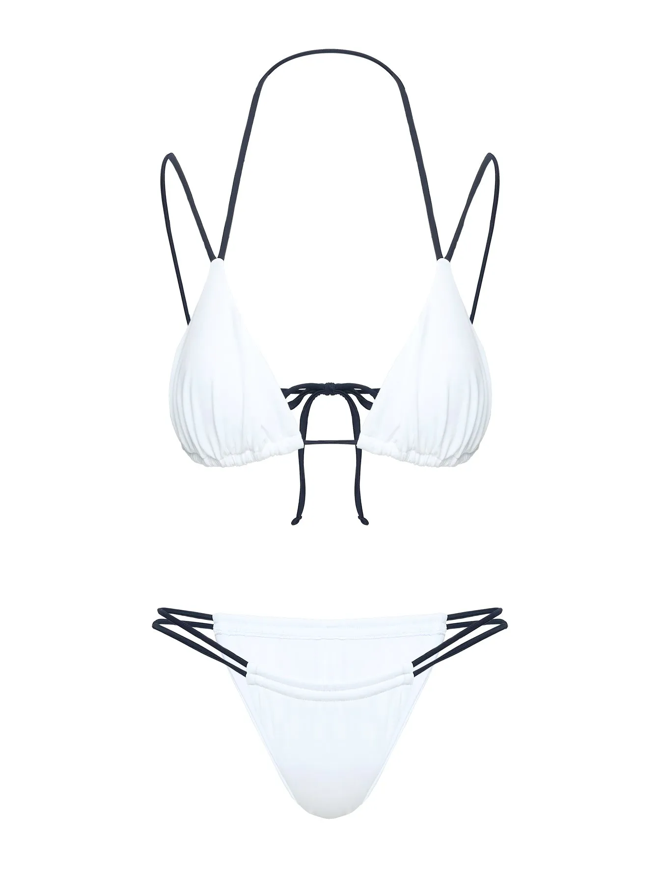 Quick Dry Elastic Band Sun Protection Fabric Vaylor Triangle Bikini Top White