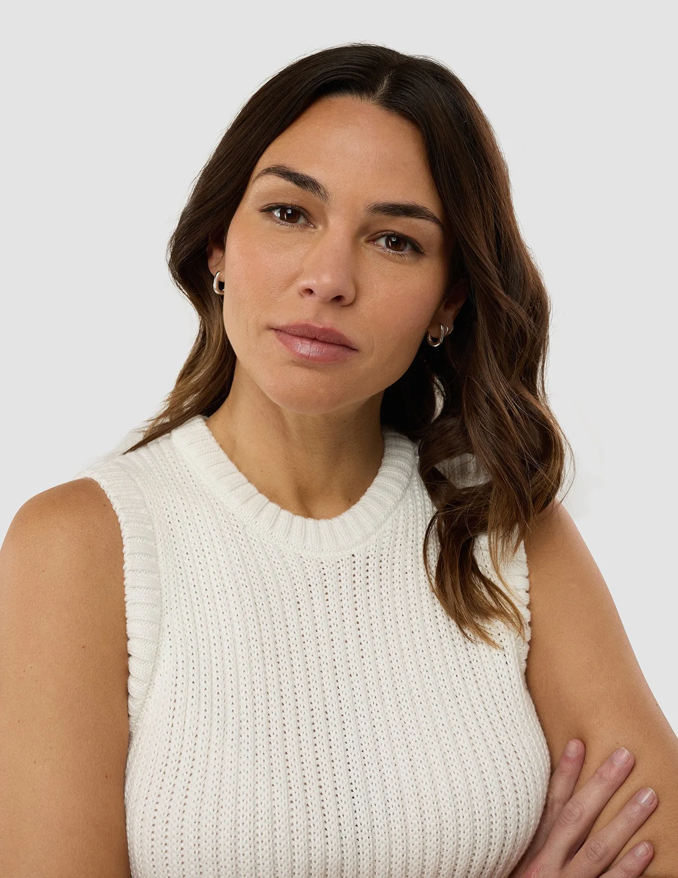 Game Day Women's Structured Knit Top Off White