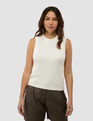 Sustainable Manufacturing PunctureResistant Fabric Women's Structured Knit Top Off White