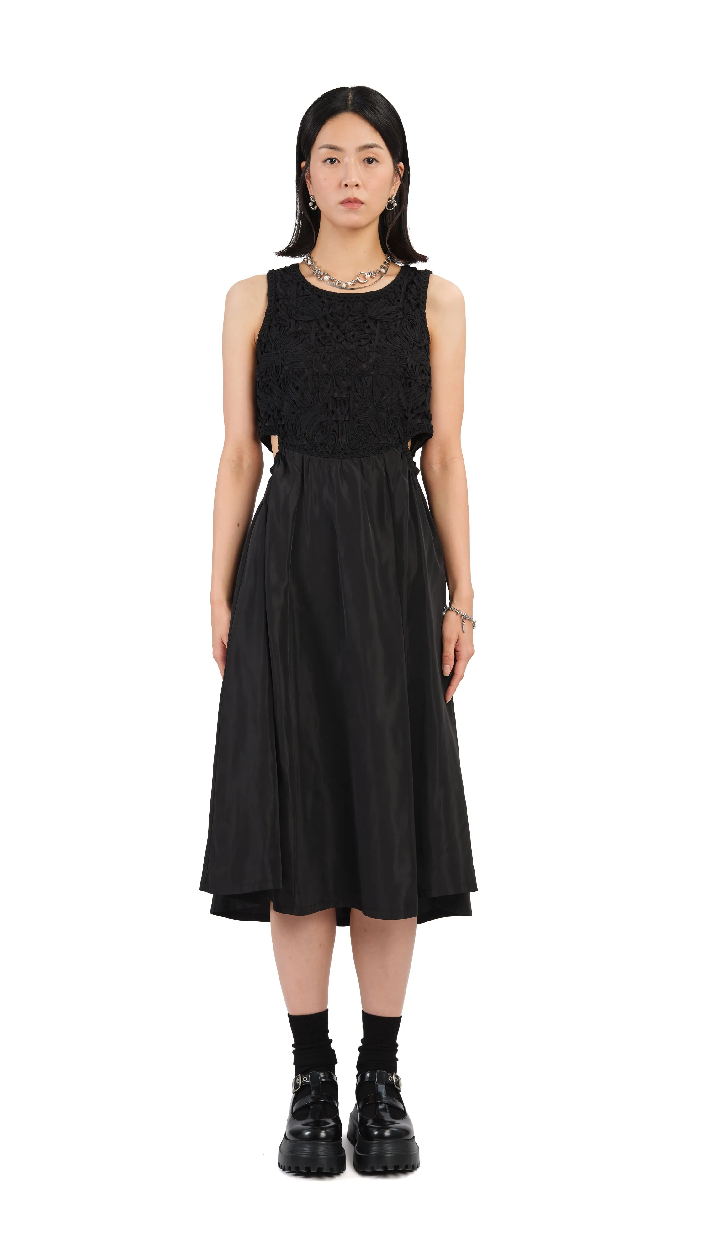 british retro Cord Embroidery Dress