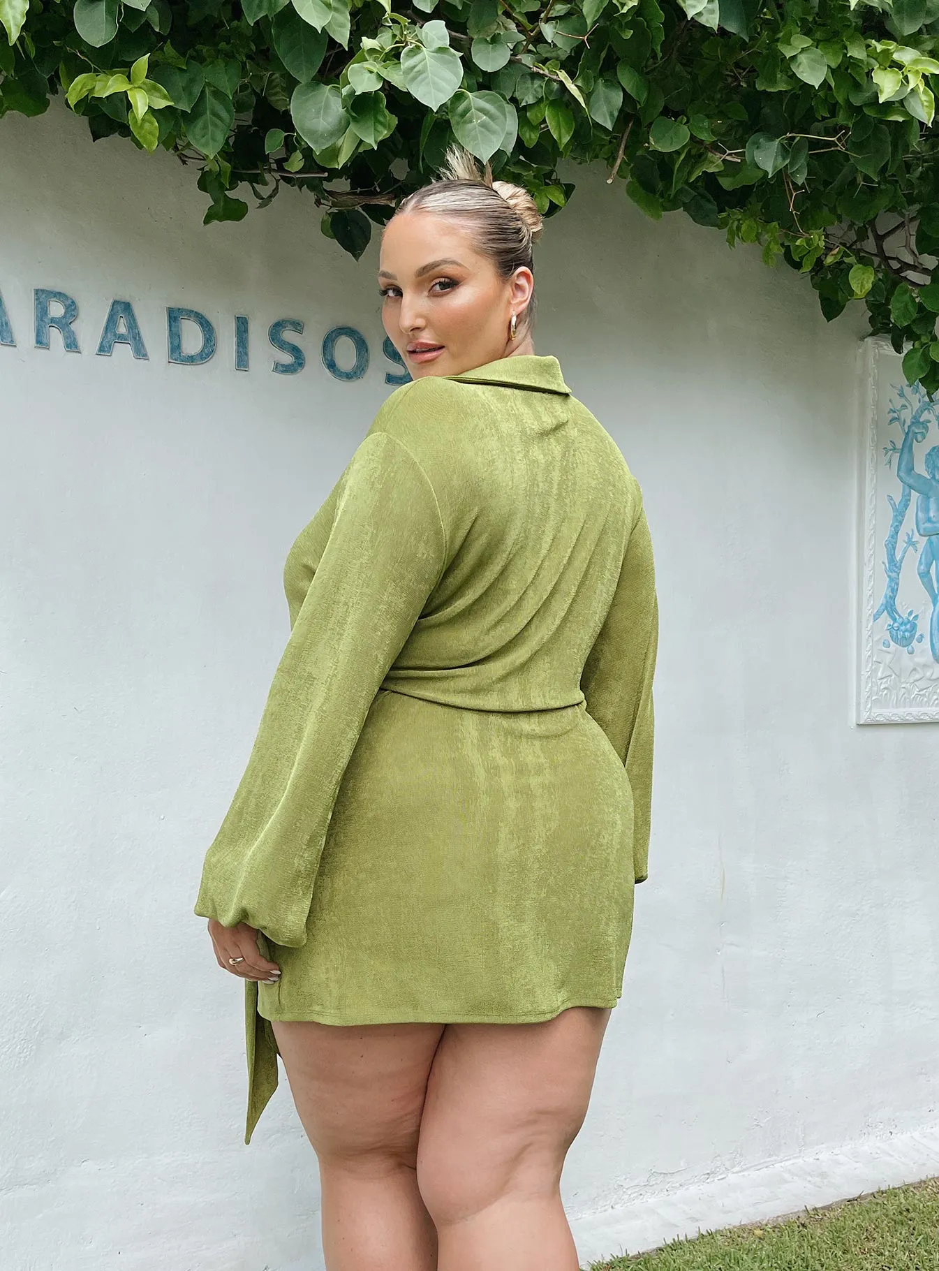 Elegant Wear Party Time Mini Dress Green Curve