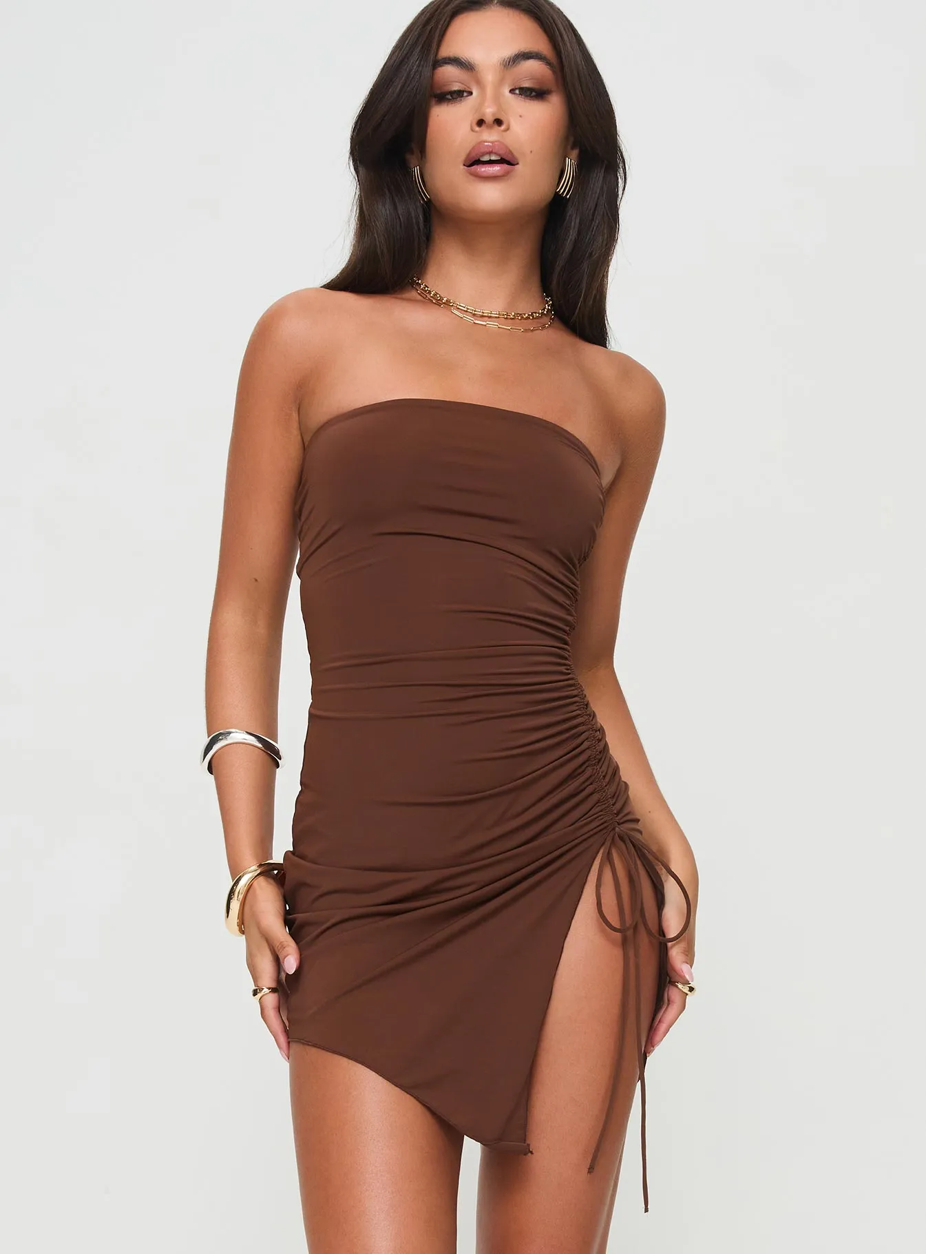 Bold print mini dress Trendy Print Caprani Mini Dress Chocolate