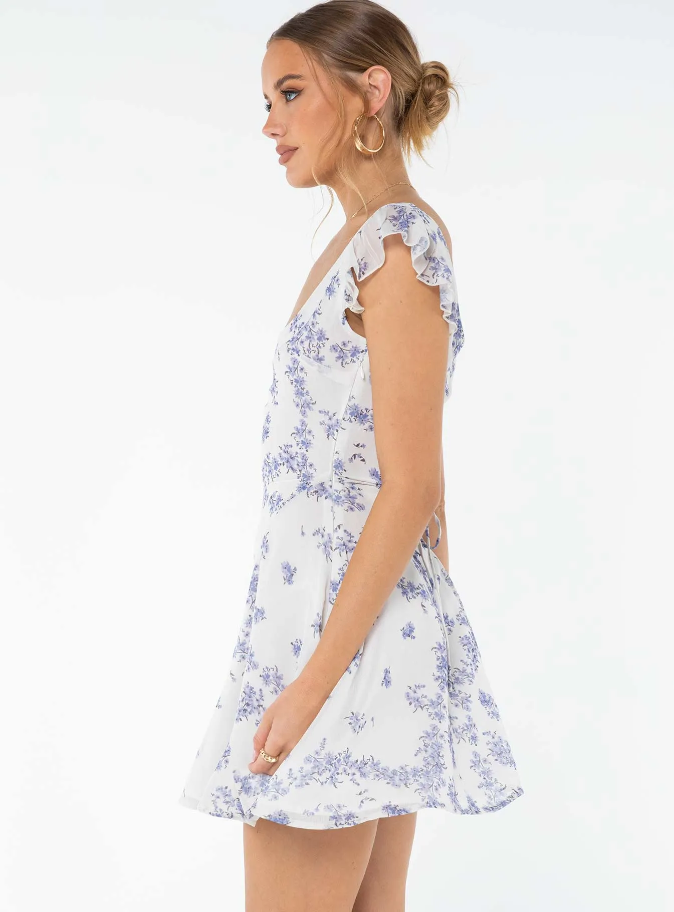 Sheer Glam Comfort Wear Dream Away Mini Dress Blue Multi