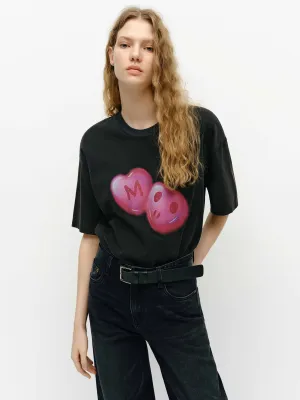 Printed Detail Cotton T-shirts Wrinkle Resistant Material Seasonal Comfort Style