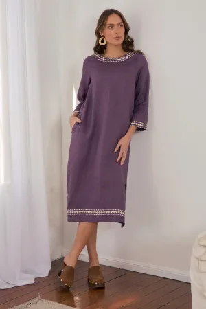 Relaxed Style Jarla Linen Dress in Merlot Dream